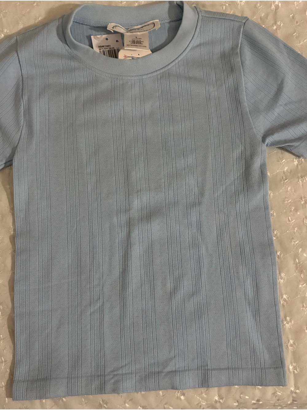 Hippie Rose Light Blue Ribbed Short Sleeve Tee